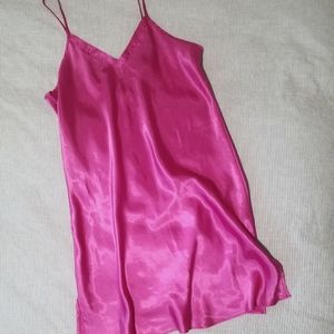 80s Vintage Hot Pink Slip Dress
